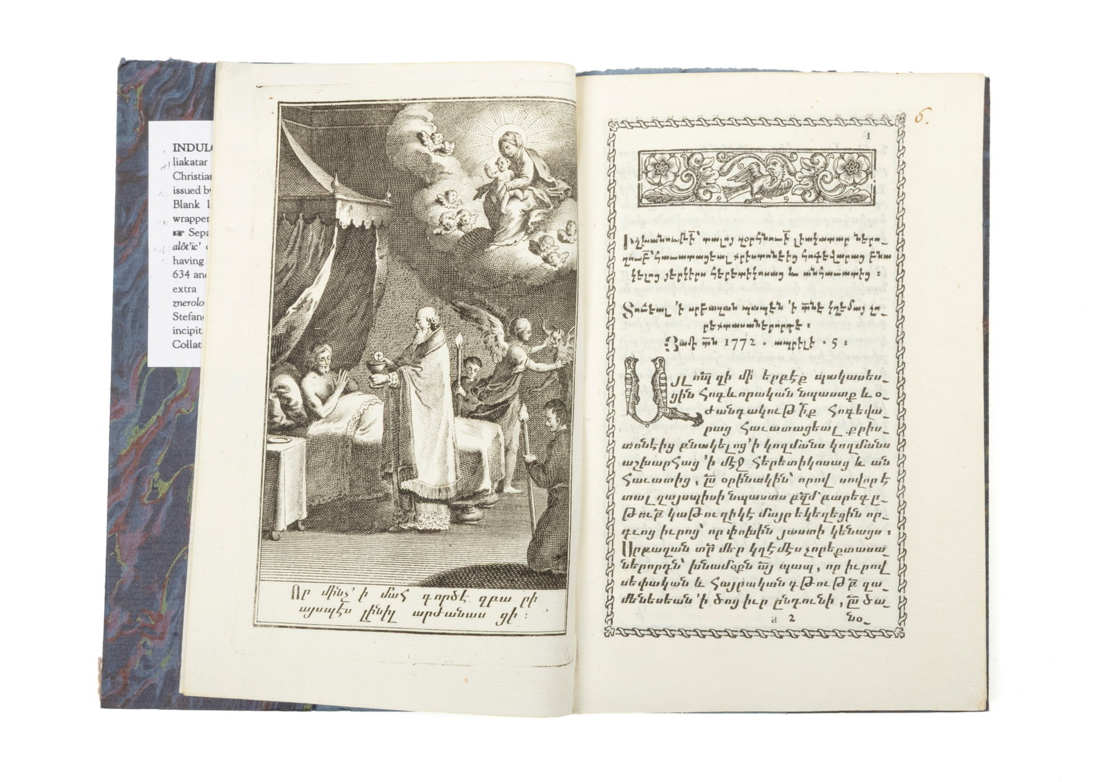 Pope Benedict XIV, Invocation of Holy Name: Pape Benoît XIV, Invocation of the Holy Name of Jesus necessary to gain the plenary indulgence at the article of deathVenice, Demetrios Theodosius imprint, 1772.Small in-8°. One blank leaf, one engr