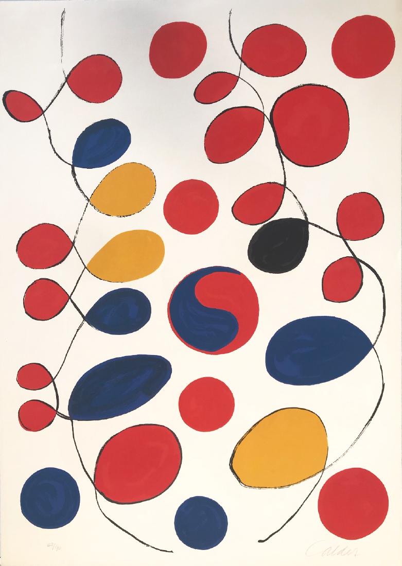 Alexander Calder (American, 1898-1976) Loops: Alexander Calder (American, 1898-1976); Color lithograph on Arches, c. 1970 Signed in pencil Calder (lower right); numbered in pencil 62/90 (lower left) Signed in pencil Calder (lower right); numbered