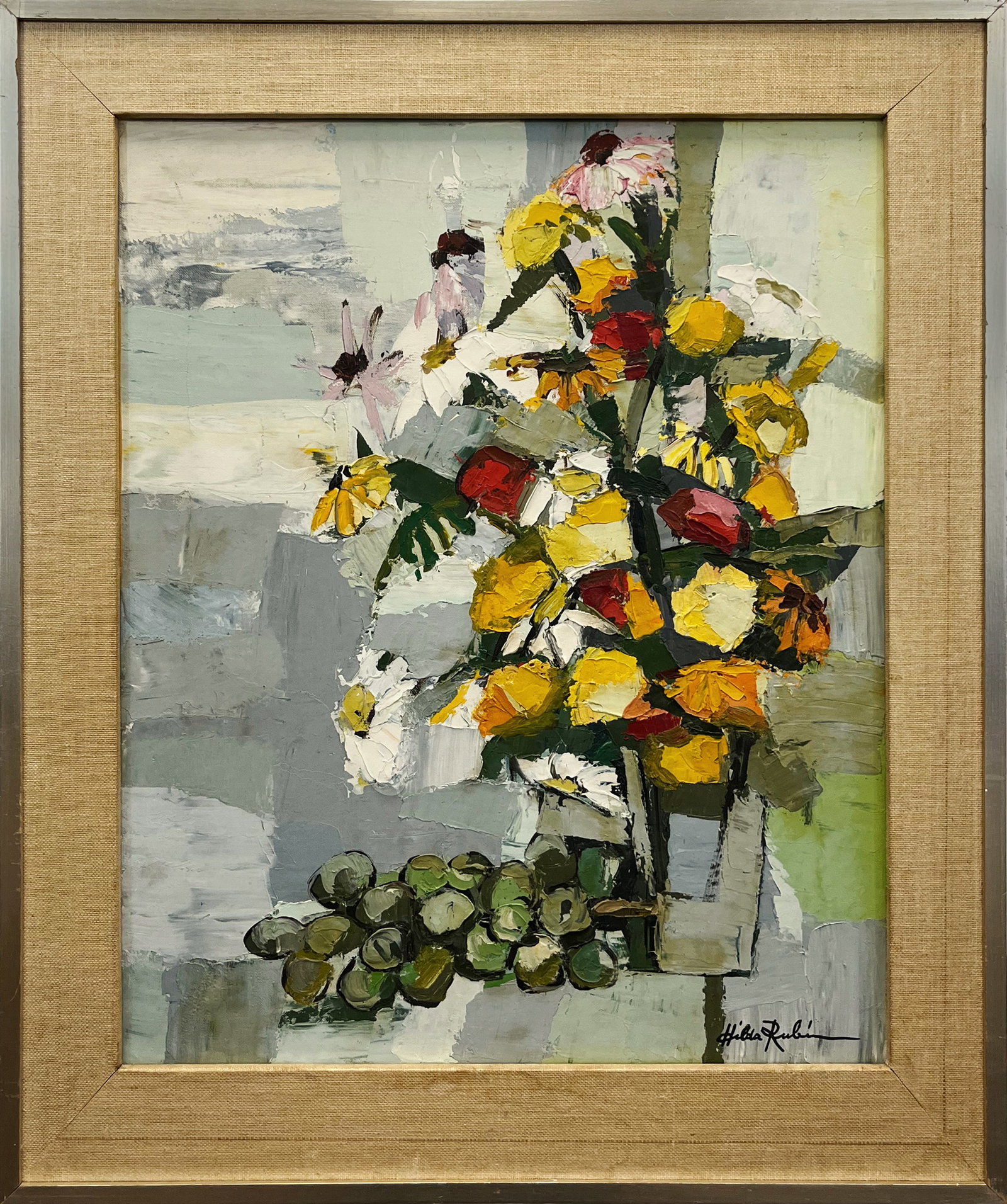 Hilda Rubin Pierce Oil Painting of Flowers in a Vase (1 of 6)