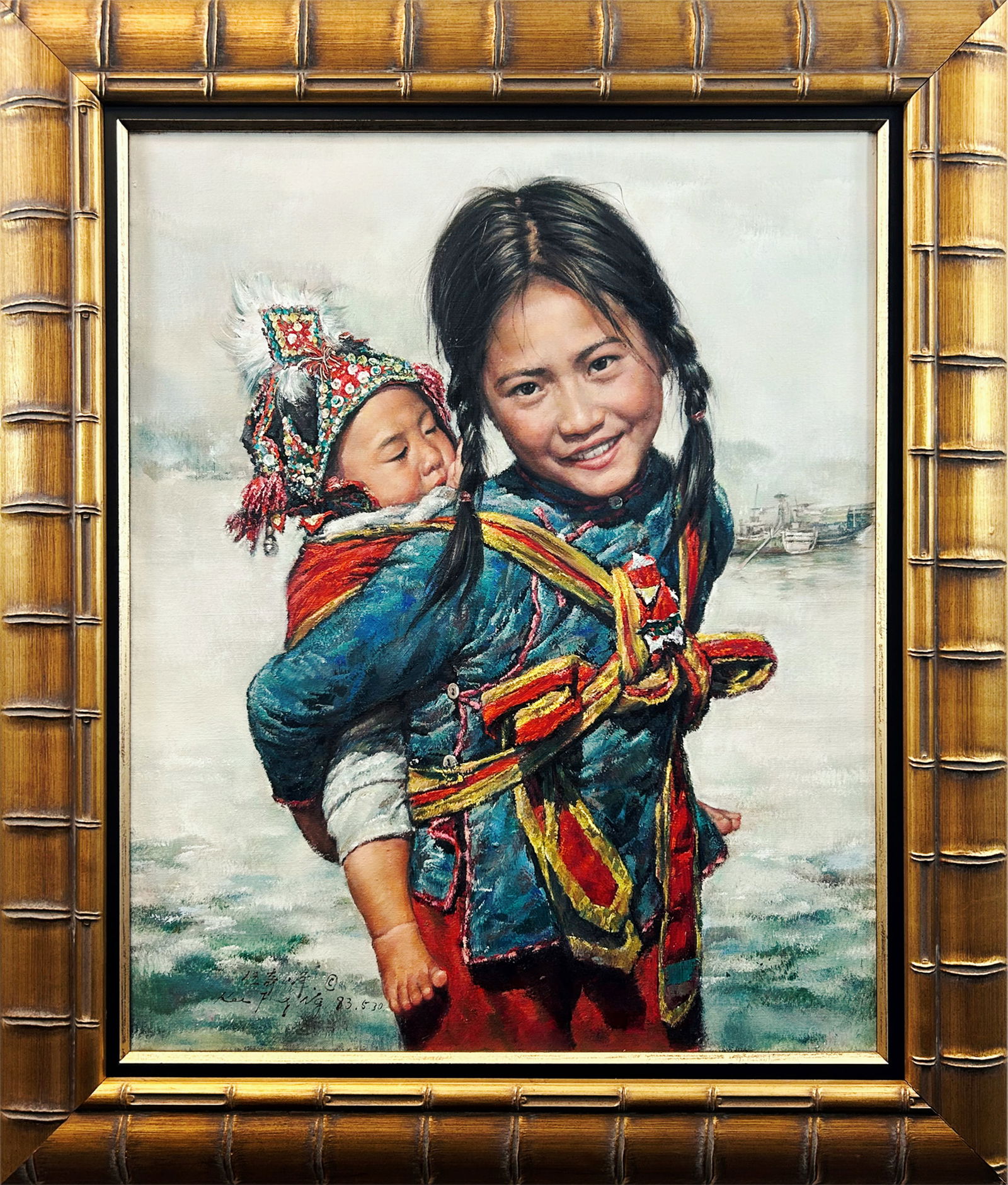 Kee Fung Ng Oil Painting of a Young Girl and a Baby (1 of 6)