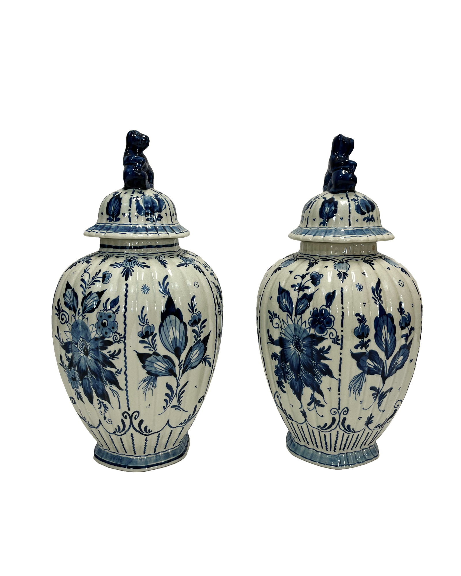 Pair of 19th Century Hand Painted Porcelain Delft Urns (1 of 9)