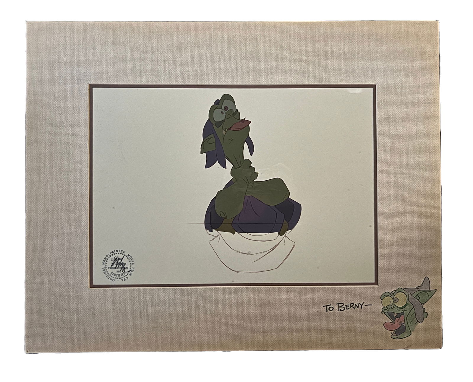 Disney The Black Cauldron Original Production Cel with Dedication and Marker Drawing (1 of 5)