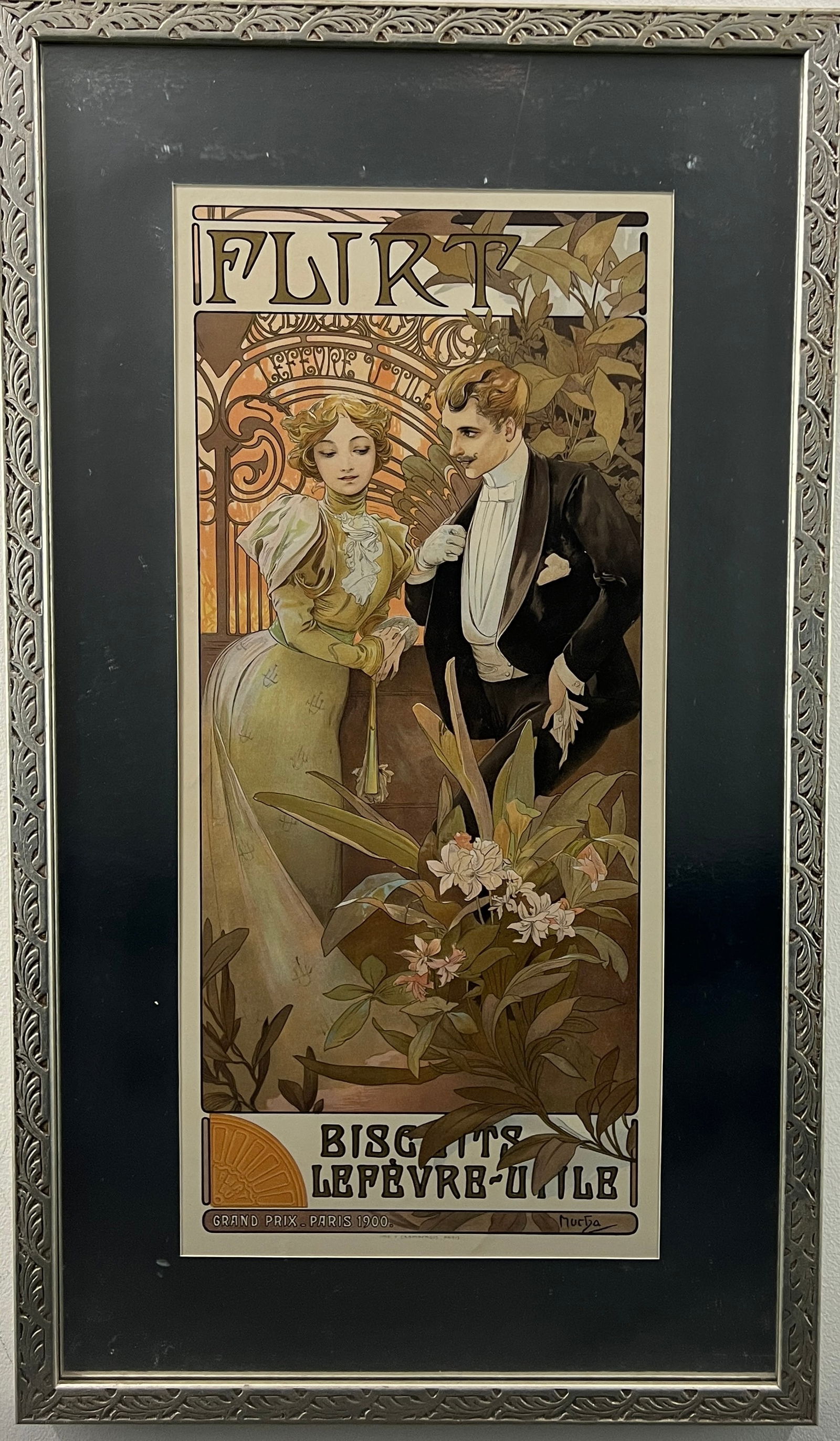 Alphonse Mucha "Flirt" Color Lithograph (1 of 9)
