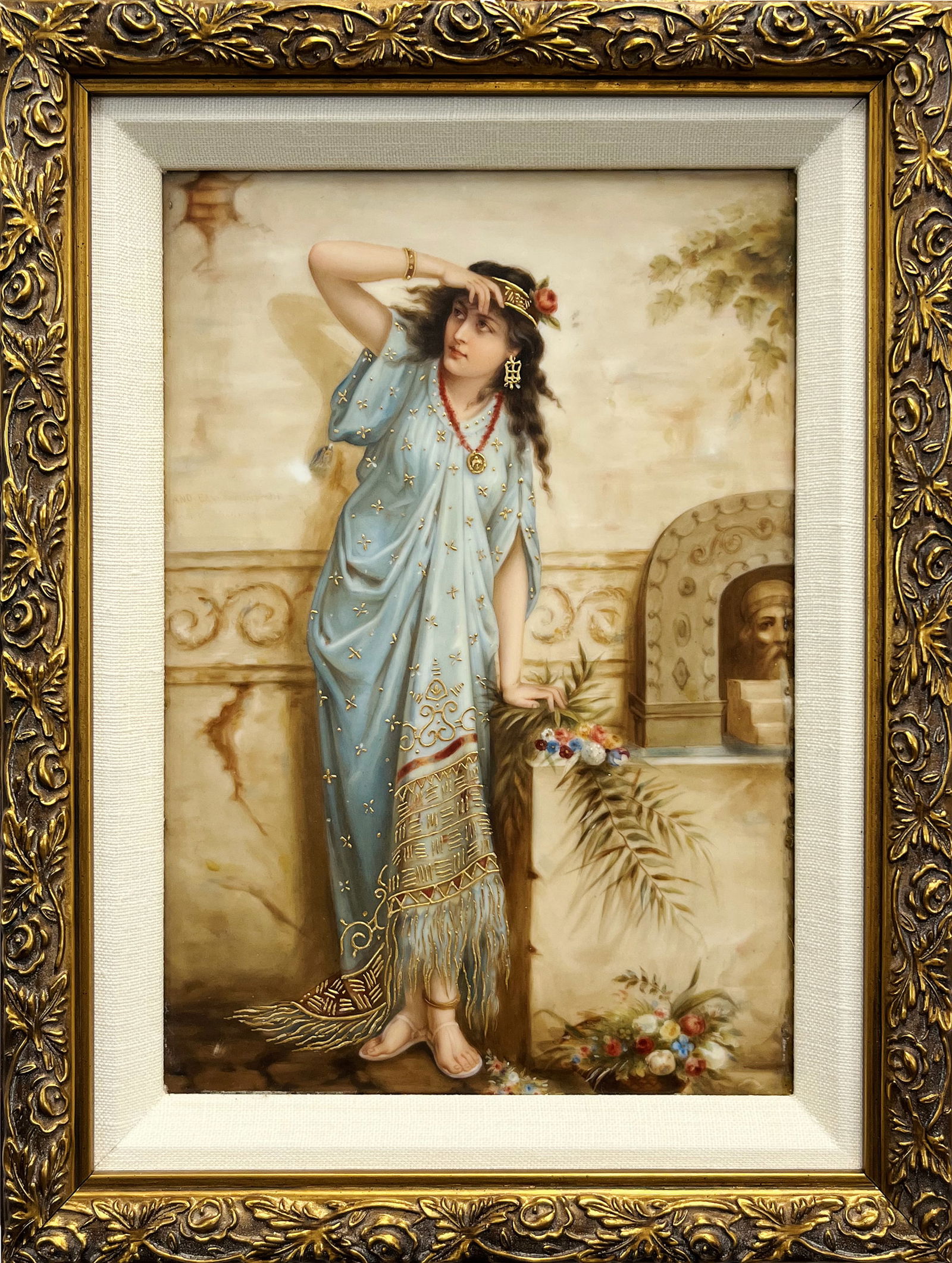 KPM Berlin Hand Painted Porcelain Plaque “A Pompeian Flower Girl" (After Heva Coomans) (1 of 9)