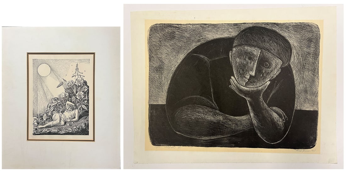 Two Lithographs. Lorenzo Guerrero, Figura, Signed. After Rockwell Kent, Midsummer Night's Dream (1 of 10)