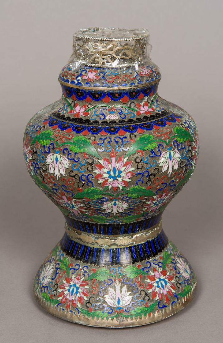 A Chinese silver and champleve enamelled lamp base Of (1 of 1)