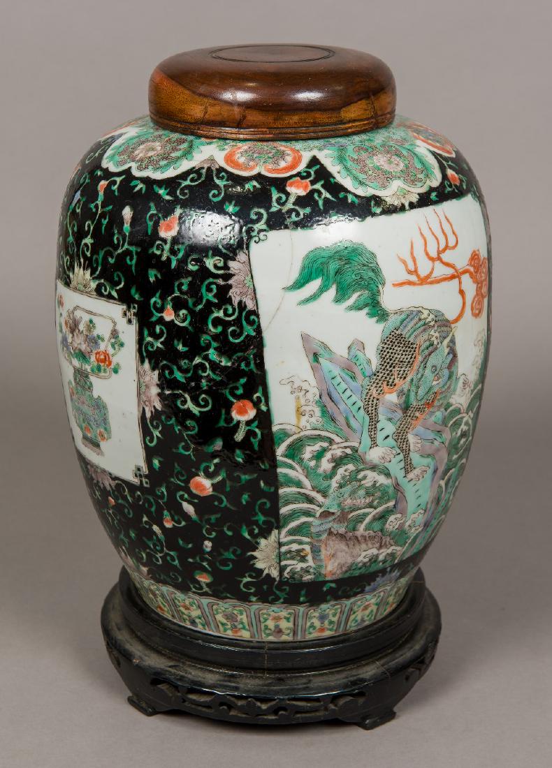 A 19th century famille verte ginger jar Decorated with (1 of 2)