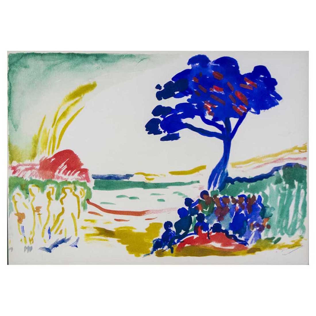 Andre Derain - Paysage a l'arbre bleu: Paysage a l'arbre bleu by Andre Derain. Limited Edition. Pochoir. Numbered 393 of 970. Plate Signed. Publisher: Edition D'Art Du Lion Paris, 1959. Image measures 18.25" x 13 1/8". Framed size is 27 5/