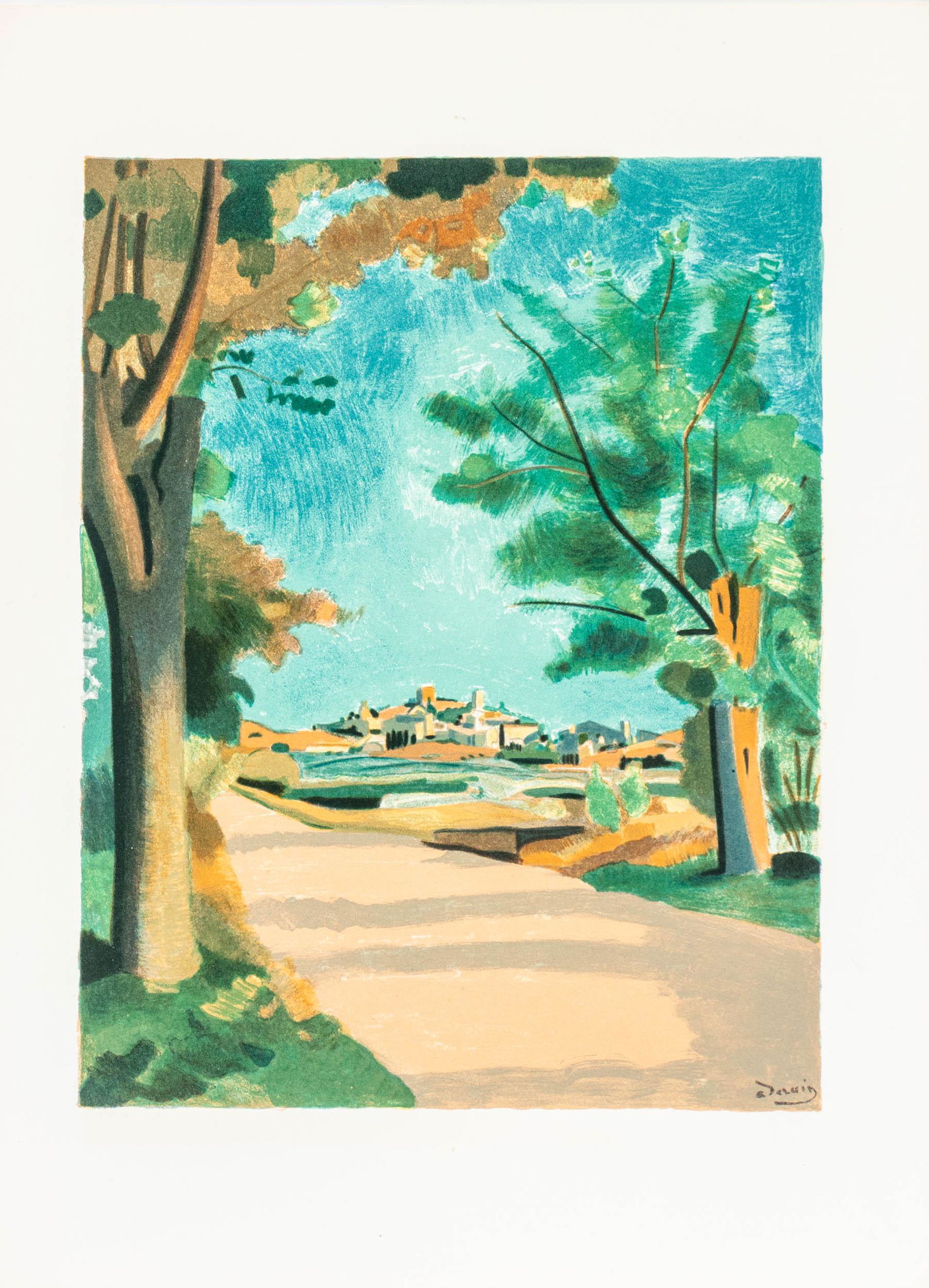 AndrÃ© Derain - Provence Village: Andre Derain - "Provence Village" from Les Peintres mes amis Limited Edition Lithographs - Edition #232 of 500 Les Peintres mes Amis. Printed in red and black. Preface by Pierre Brisson. 19 color lith