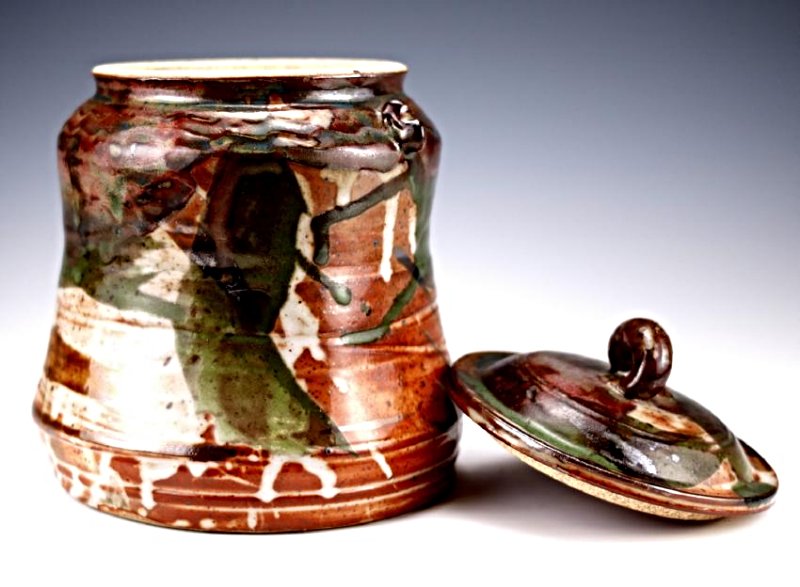 John Glick Plum Tree Pottery Lidded Jar (1 of 4)