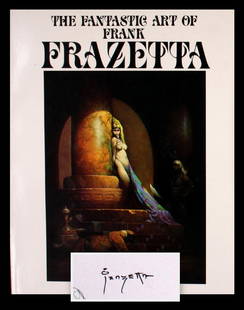 Fantasy Art of Frank Frazetta, Signed: Signed copy of "The Fantasy Art of Frank Frazetta: Book One". IN-HOUSE SHIPPING: Secure Flat-Rate Priority Shipping provided in-house by Taurus Auctions. Domestic: $8.75 International: $24.75 For any