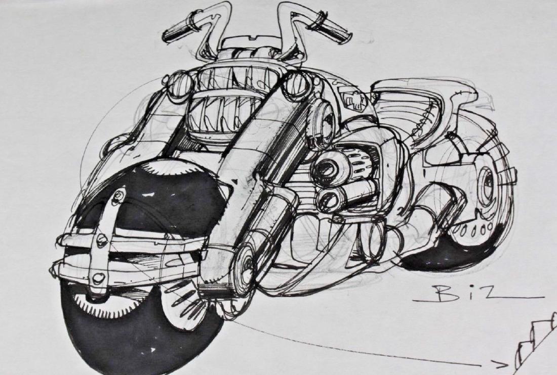 Simon Bisley Signed Judge Dredd motorcycle Sketch (1 of 3)