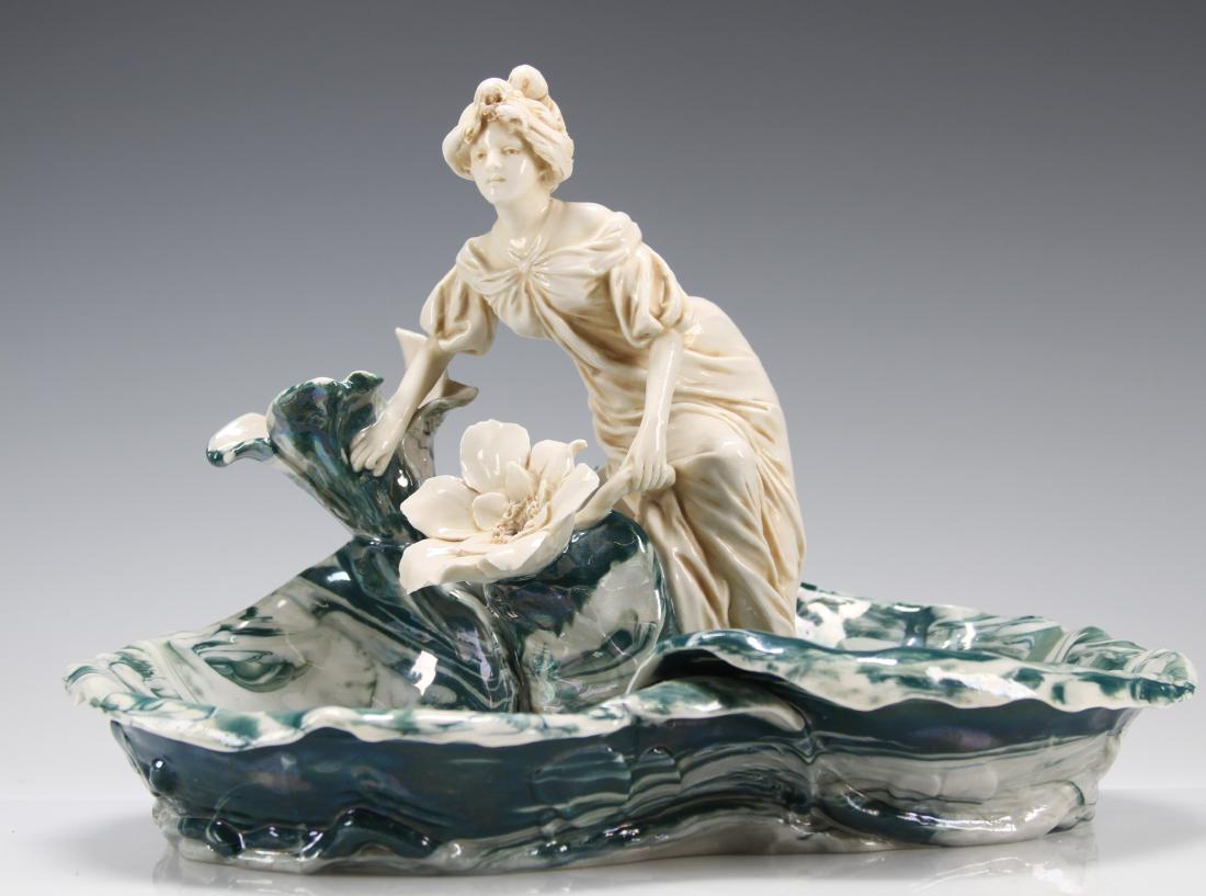 Royal Dux Art Nouveau Figural Maiden Flower Bowl (1 of 6)