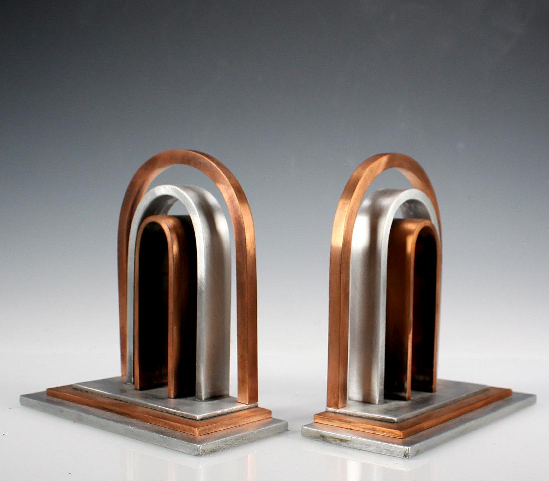 Art Deco Copper & Brass Arch Bookends (1 of 6)