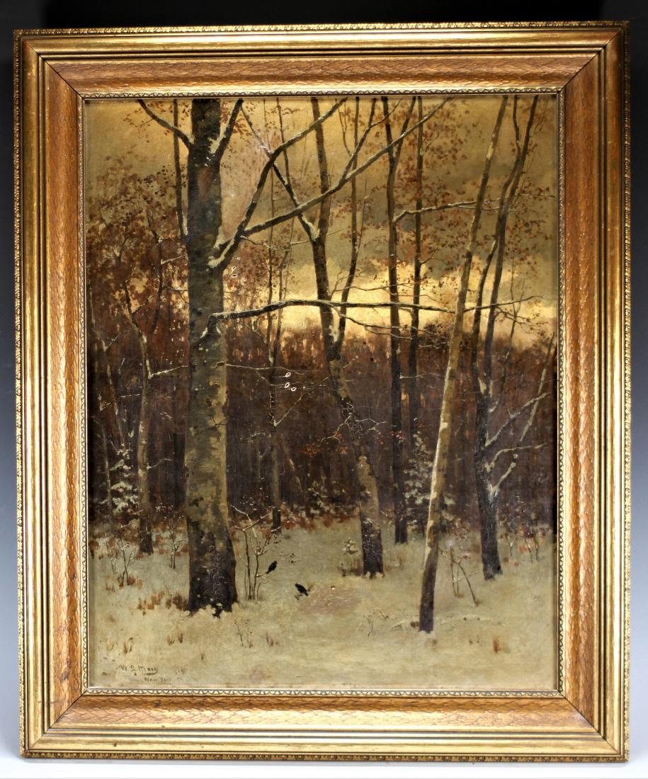 Oil on Canvas Winter Forest, Birds William Macy 1879 (1 of 5)