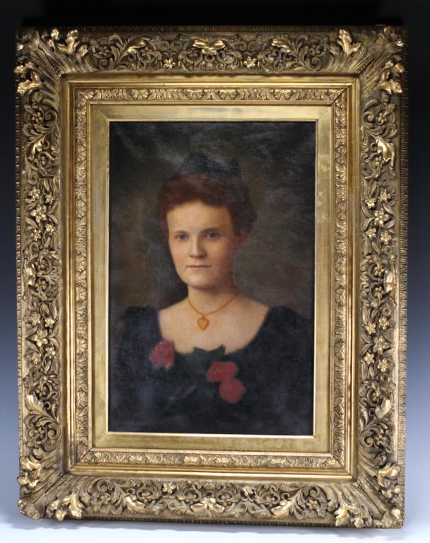 19th C. Oil on Canvas Portrait of a Woman (1 of 5)