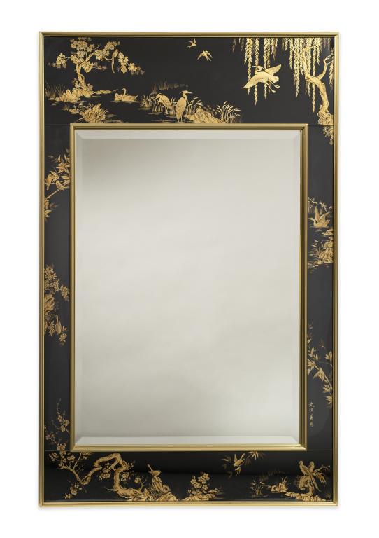 Labarge Chinoiserie Black & Gilt Hall Mirror (1 of 2)