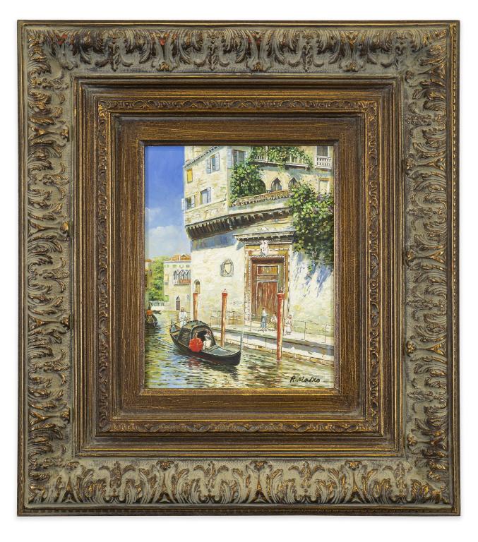 Italian Canal Scene Oil Painting Signed R. Mario (1 of 4)