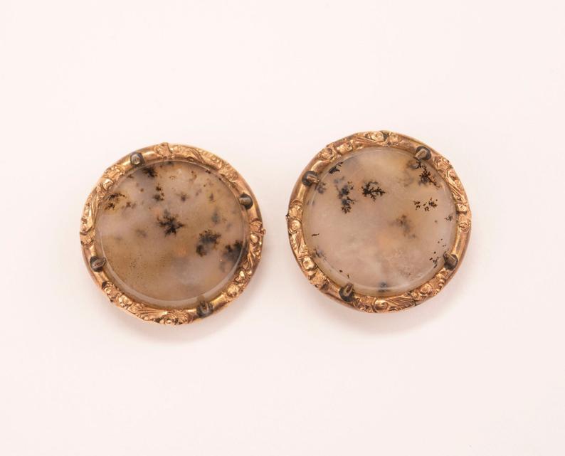 Victorian Dendritic Moss Agate GF Antique Buttons (1 of 5)