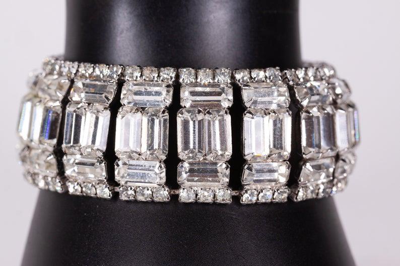 1950's Vintage Rhinestone Cuff Bracelet (1 of 9)