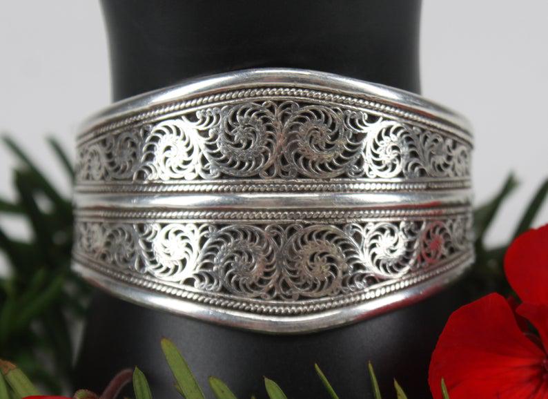 Pierced Sterling Silver Cuff Bracelet (1 of 9)