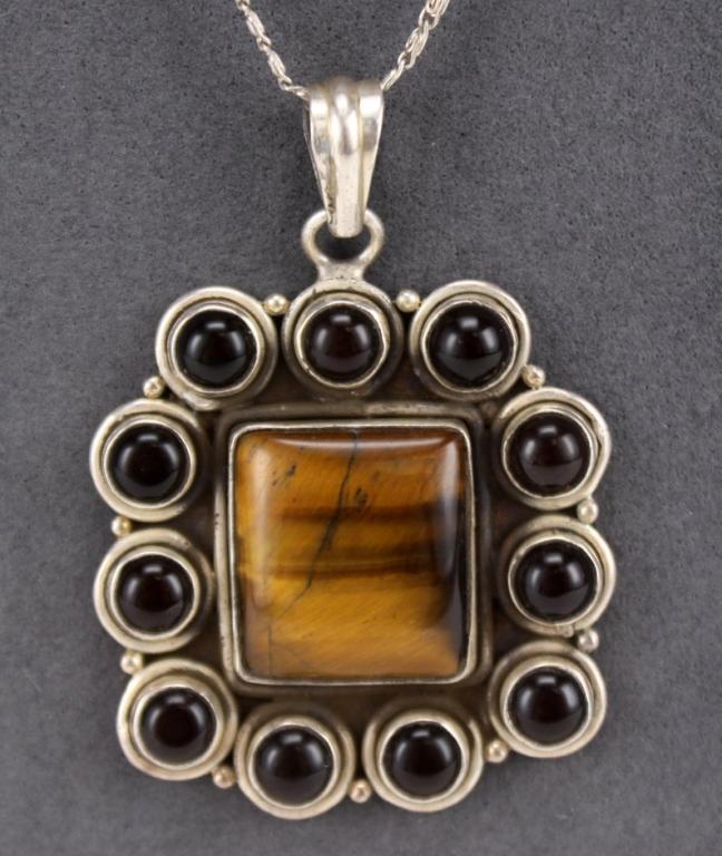 Sterling Silver Tiger's Eye Gemstone Pendant (1 of 4)