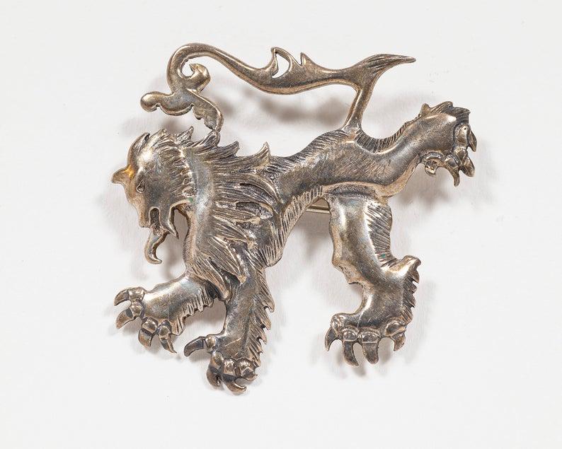 J.H. Breakell Sterling Silver Lion Brooch (1 of 3)