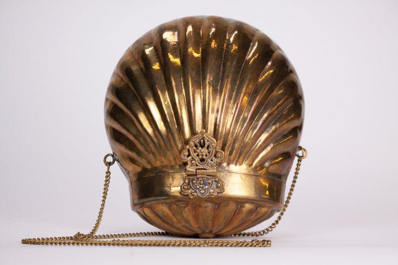 Vintage Brass Scalloped Shell Shoulder Bag (1 of 8)
