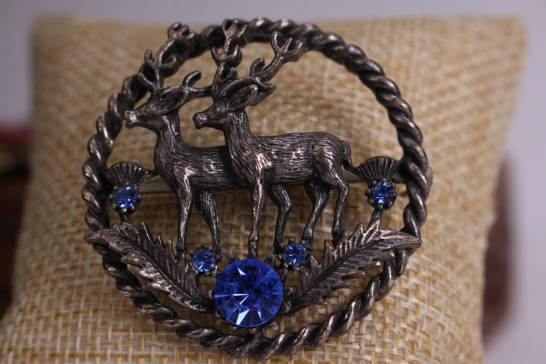 Art Deco Reindeer & Thistles Figural Brooch (1 of 5)