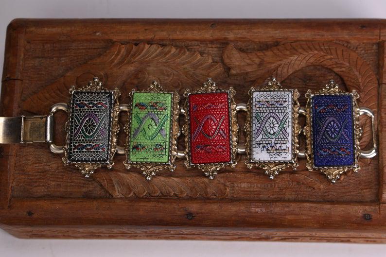 Egyptian Revival Panel Link Bracelet (1 of 7)