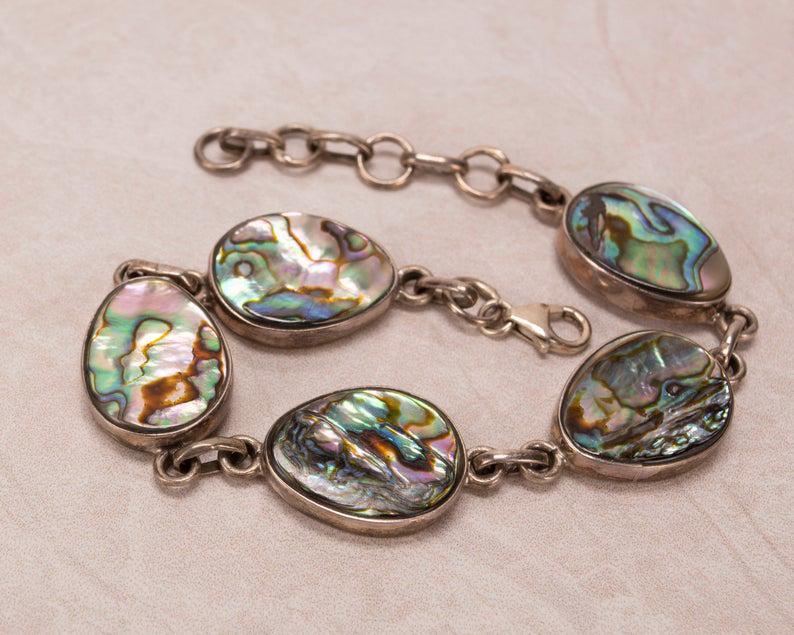 Sterling Silver & Abalone Panel Bracelet (1 of 7)