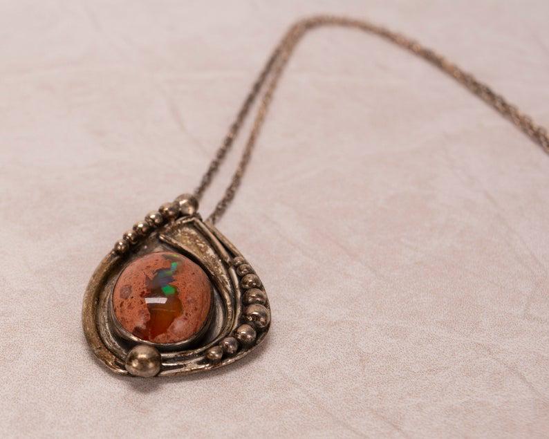 Paul Miller Sterling & Pink Stone Pendant Necklace (1 of 5)