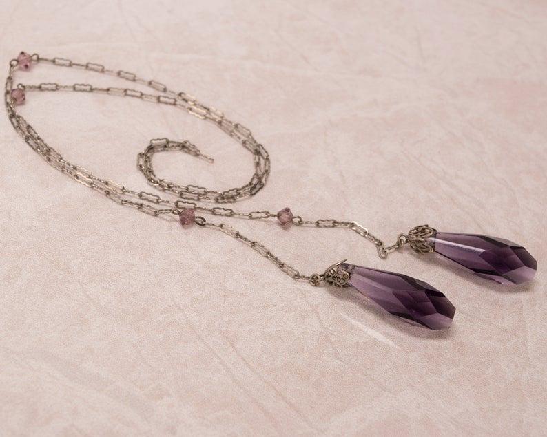 Art Deco Sterling & Amethyst Choker Necklace (1 of 5)