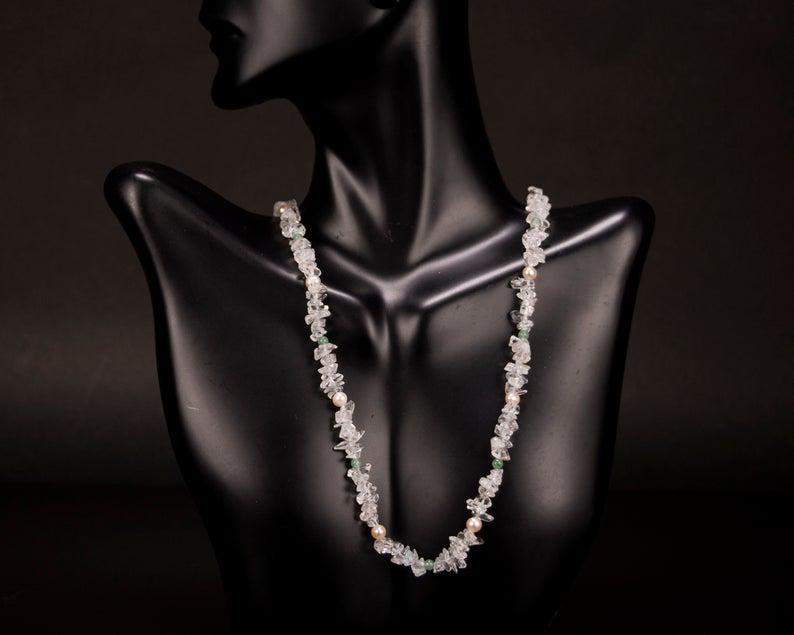 Antique Rock Crystal Pearl and Jade Necklace (1 of 9)