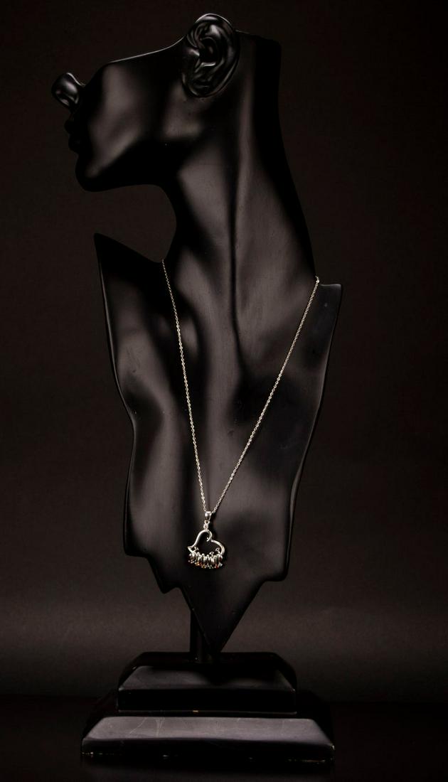 Sterling Floating Heart Gemstone Pendant Necklace (1 of 7)