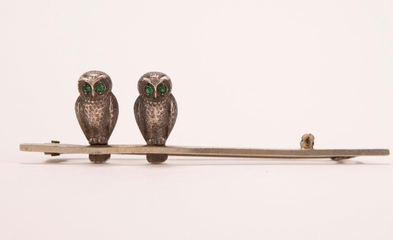 Antique Owls on a Branch Brooch (1 of 5)