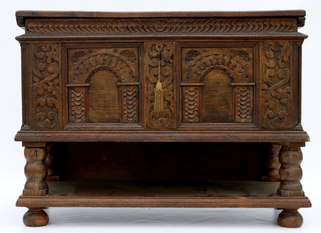 Antique Austrian Gothic Carved Dower Chest (1 of 10)