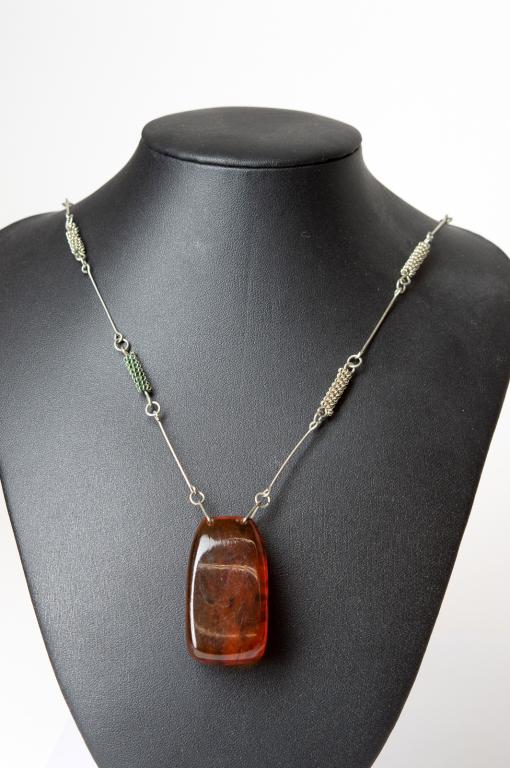 Vintage Genuine Amber Modernist Pendant Necklace (1 of 4)