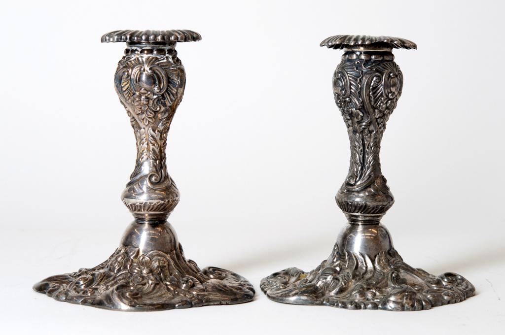 Pair Derby Silver Co. Repousse Candlesticks (1 of 7)