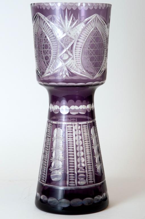 Large Amethyst Cut To Clear Vase (1 of 6)