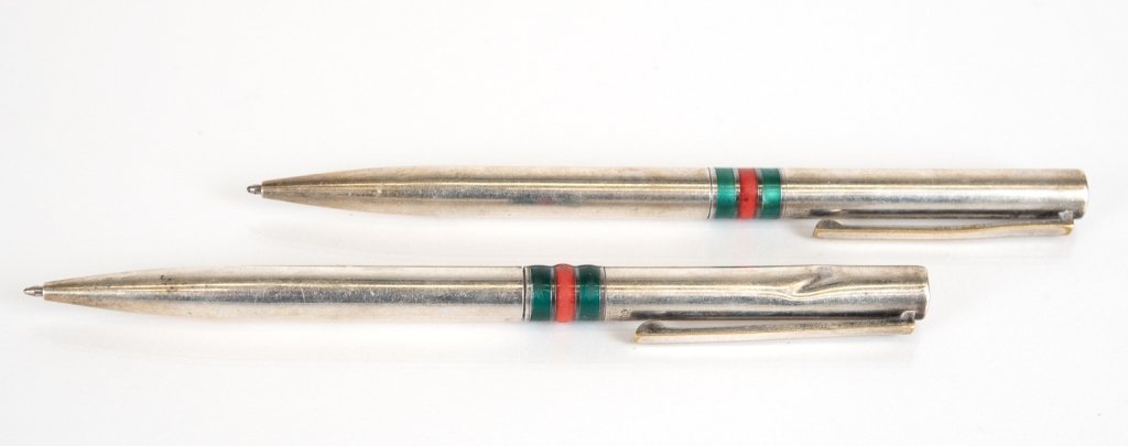Set of 2 Vintage Gucci Silver Enameled Pens (1 of 18)
