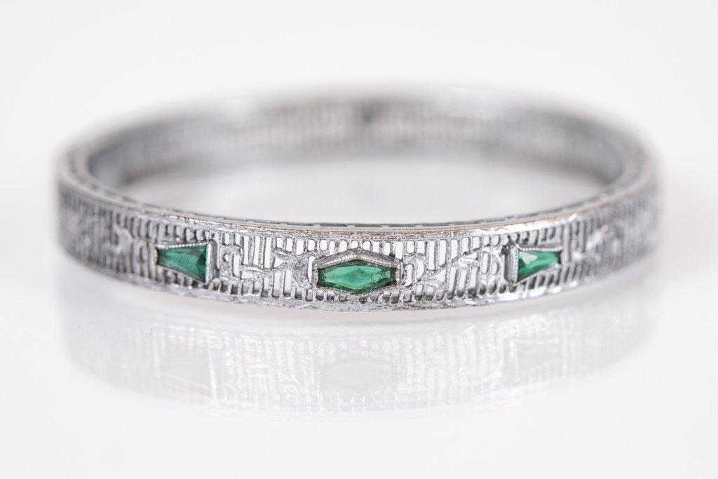 Antique Filigree & Emerald Child’s Bangle Bracelet (1 of 5)