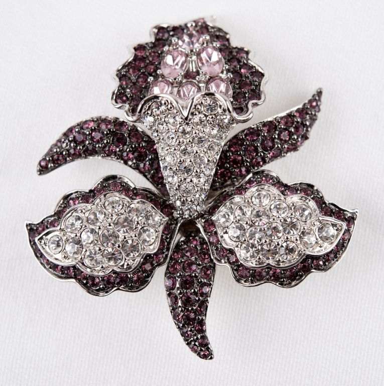 Nolan Miller Pave Rhinestone Orchid Brooch (1 of 6)
