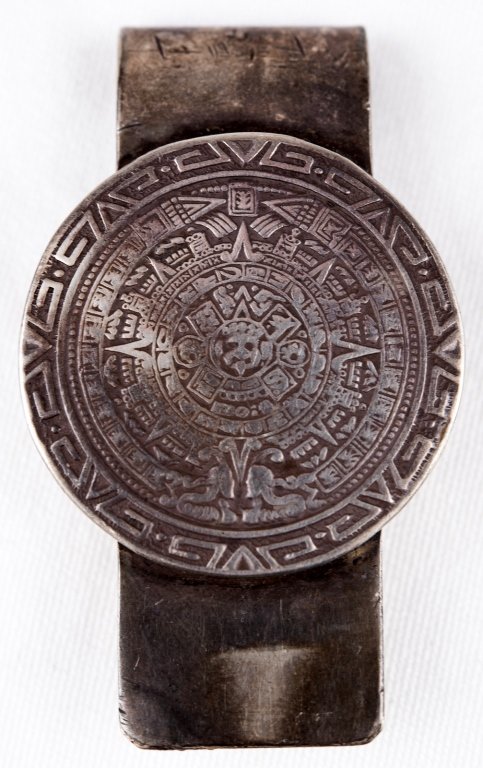 Sterling Mexico Aztec Mayan Calendar Money Clip (1 of 3)