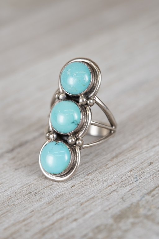 Signed Native American Sterling & Turquoise Ring (1 of 5)