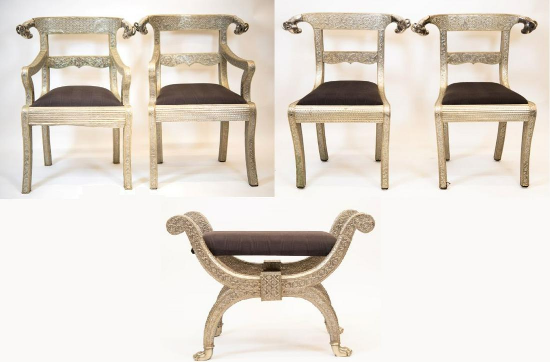 Four Rams Head Metal Wrapped Chairs & Vanity Seat (1 of 18)