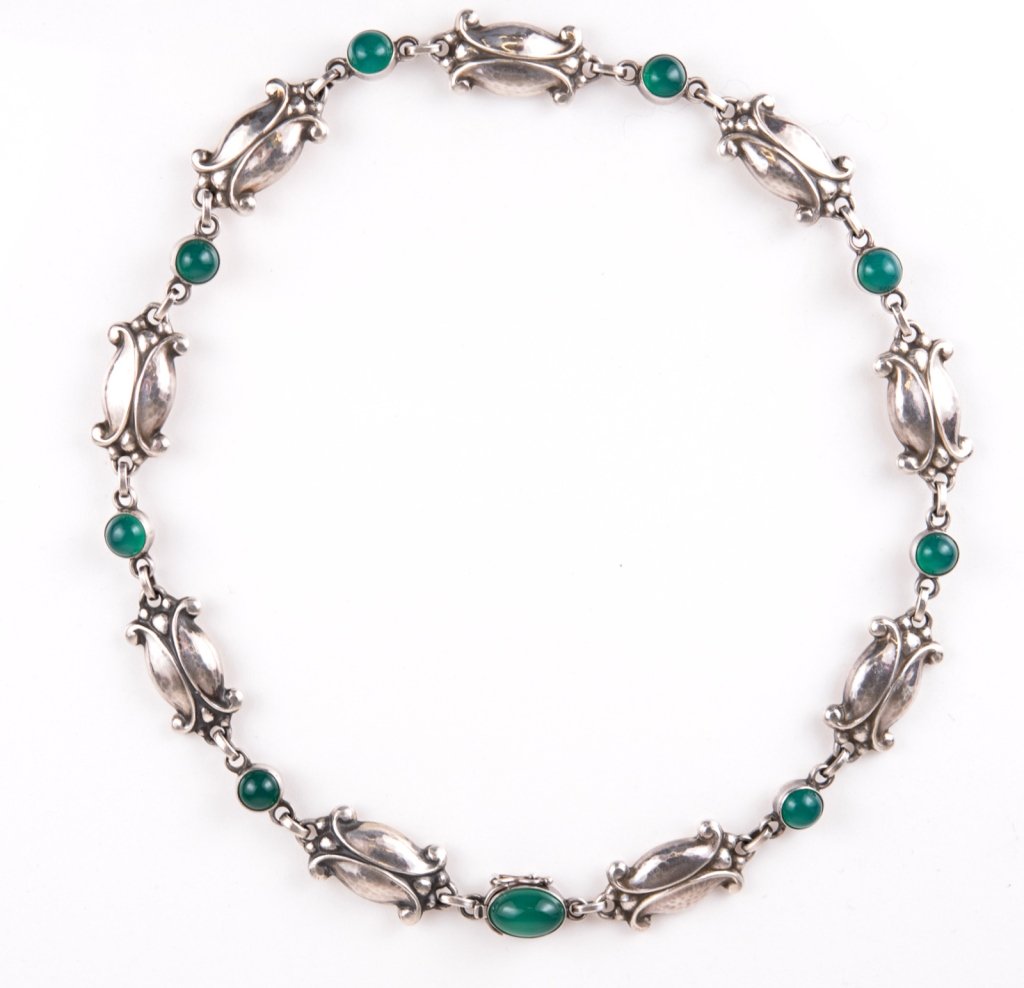 Georg Jensen Sterling Silver Chrysoprase Necklace (1 of 8)