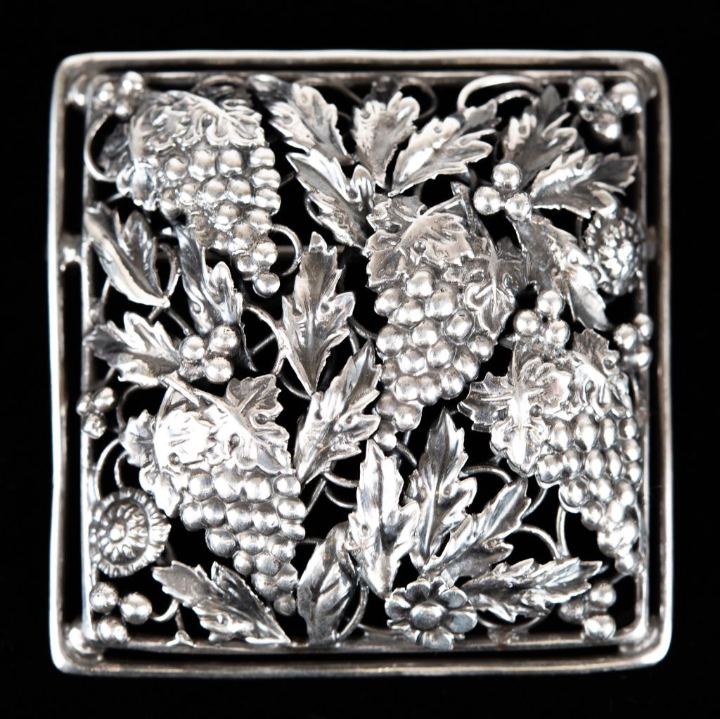 Antique Art Nouveau Sterling Grapes Brooch (1 of 5)