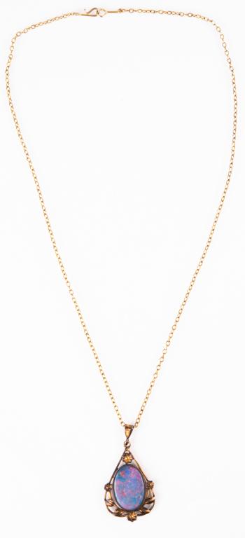Antique Art Nouveau Fire Opal Pendant Necklace (1 of 4)