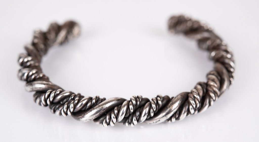 Vintage Silver Braided Cuff Bracelet (1 of 4)